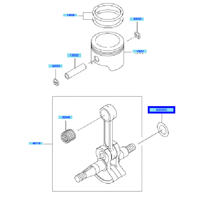 Kawasaki KRB400B (HG400A-BS51) Parts Diagram, Piston & Crankshaft