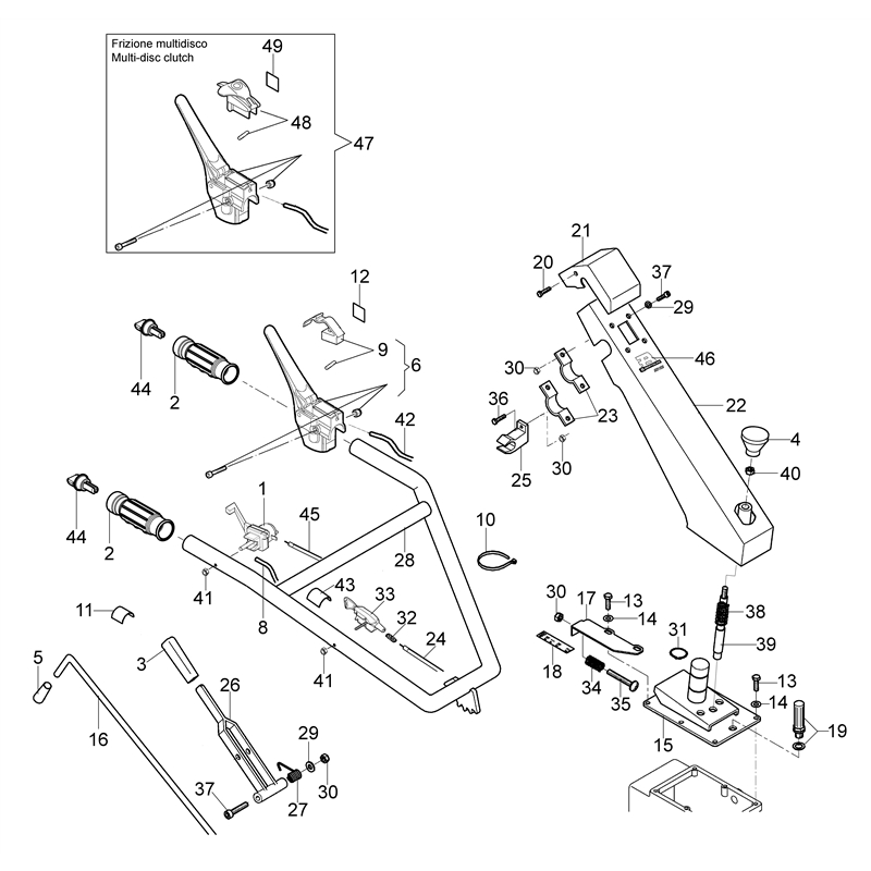 Bertolini 215 (EN 709) (215 (EN 709)) Parts Diagram, Handlebar and controls