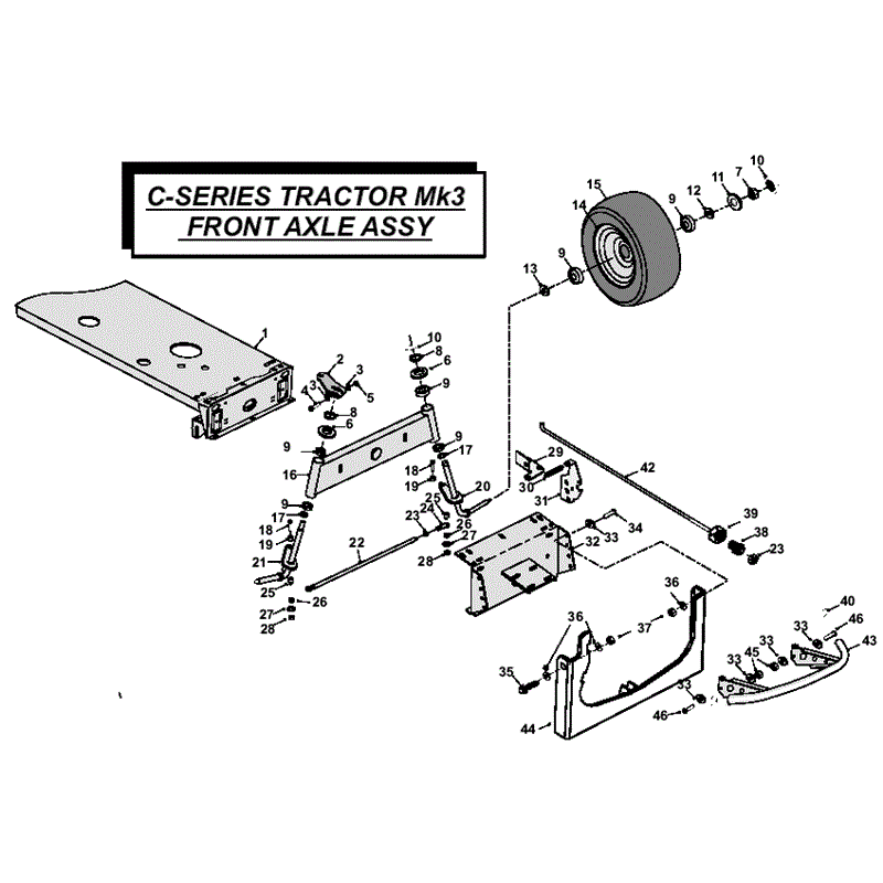 Countax C Series Honda Lawn Tractor 2009 (2009) Parts Diagram, MK3 Front Axle Assembly
