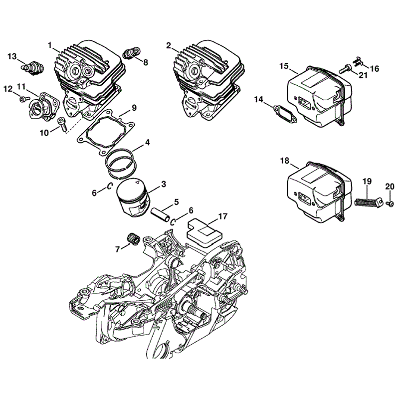 Stihl MS 261 Chainsaw (MS261 C) Parts Diagram, Cylinder