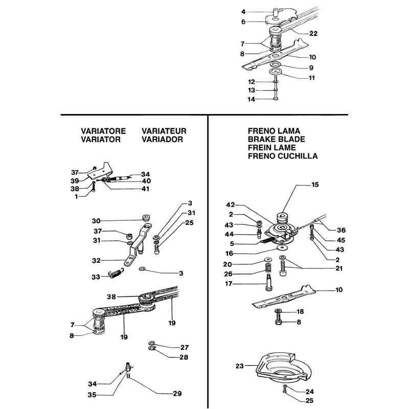 Oleo-Mac LUX 53 HV (LUX 53 HV) Parts Diagram, Variator and blade brake