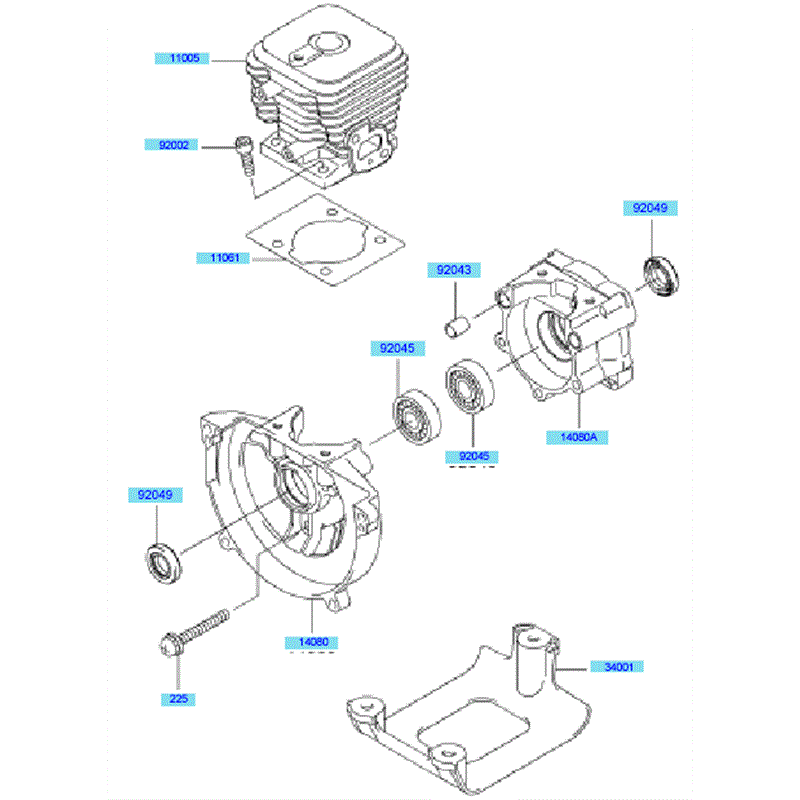 Kawasaki KBH27A  (HA027G-AS50) Parts Diagram, Cylinder Crankcase