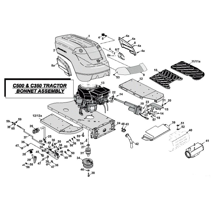 Countax C500 & C350 Kohler Lawn Tractor 2011 (2011) Parts Diagram, Bonnet Assembly