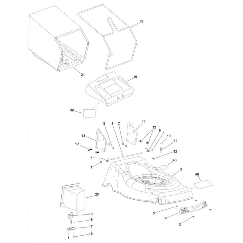 Hayter 46cm (611) Lawnmower (611A 400000000-999999999) Parts Diagram, Deck & Grassbox