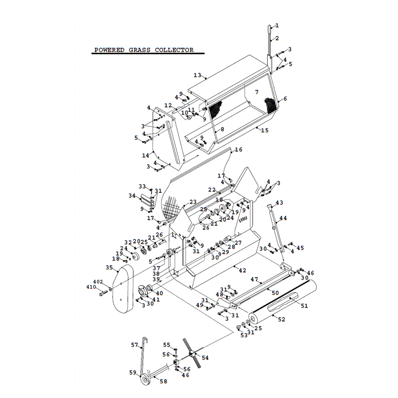 Countax K Series Lawn Tractor 1991-1992 (1991-1992) Parts Diagram, Powered Grass Collector