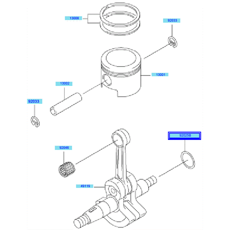 Kawasaki KBH43A (HA043F-BS50) Parts Diagram, Piston	 Crankshaft