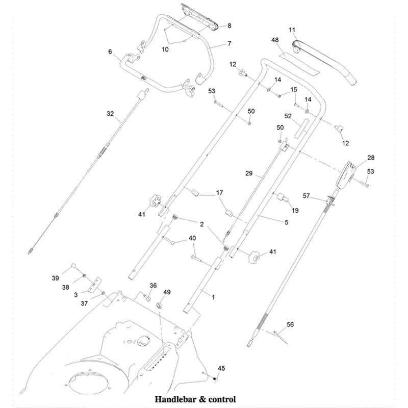 Hayter Harrier 56 (576) Lawnmower (576B - 404975863 - 999999999) Parts Diagram, Handlebar