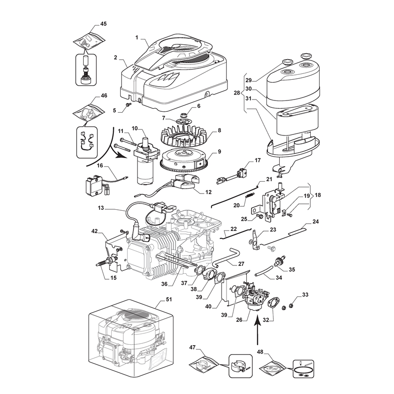 Mountfield 1530H Lawn Tractor (2T2120483-M1 [2015-2018]) Parts Diagram,  Carburettor, Air Cleaner Assy