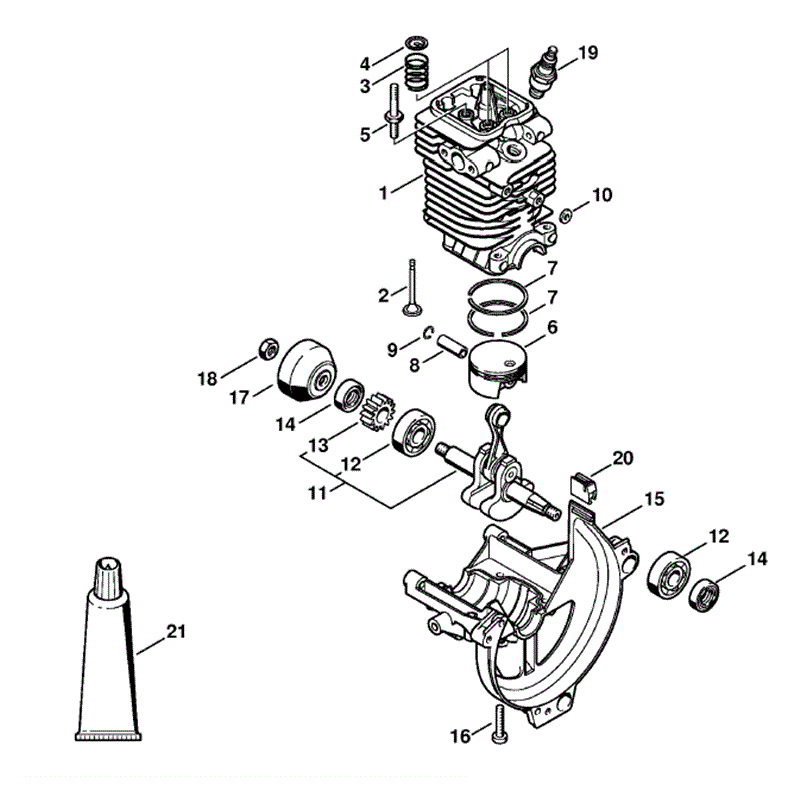 Stihl FS 90 Brushcutter (FS90) Parts Diagram, Cylinder, Engine pan