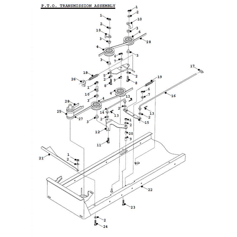 Countax K Series Lawn Tractor 1992-1994 (1992-1994) Parts Diagram, PTO Transmission Assembly