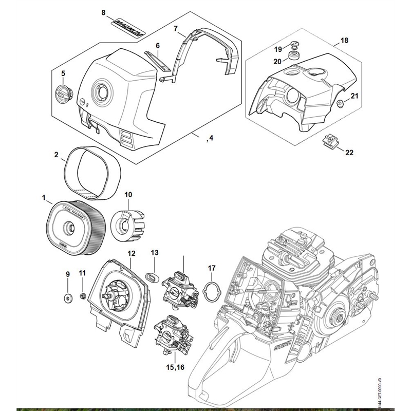 Stihl MS 661 CHAINSAW (MS 661 C-M) Parts Diagram, Air Filter, Shroud