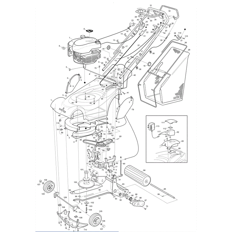 Hayter Harrier 41 (412) Lawnmower (412C001001-412C099999) Parts Diagram, Mainframe Assembly
