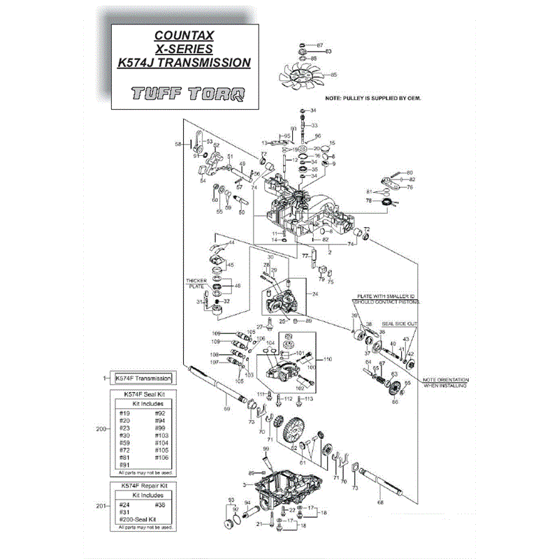 Countax X Series Rider 2009 (2009) Parts Diagram, K574J Transmission Tuff Torq