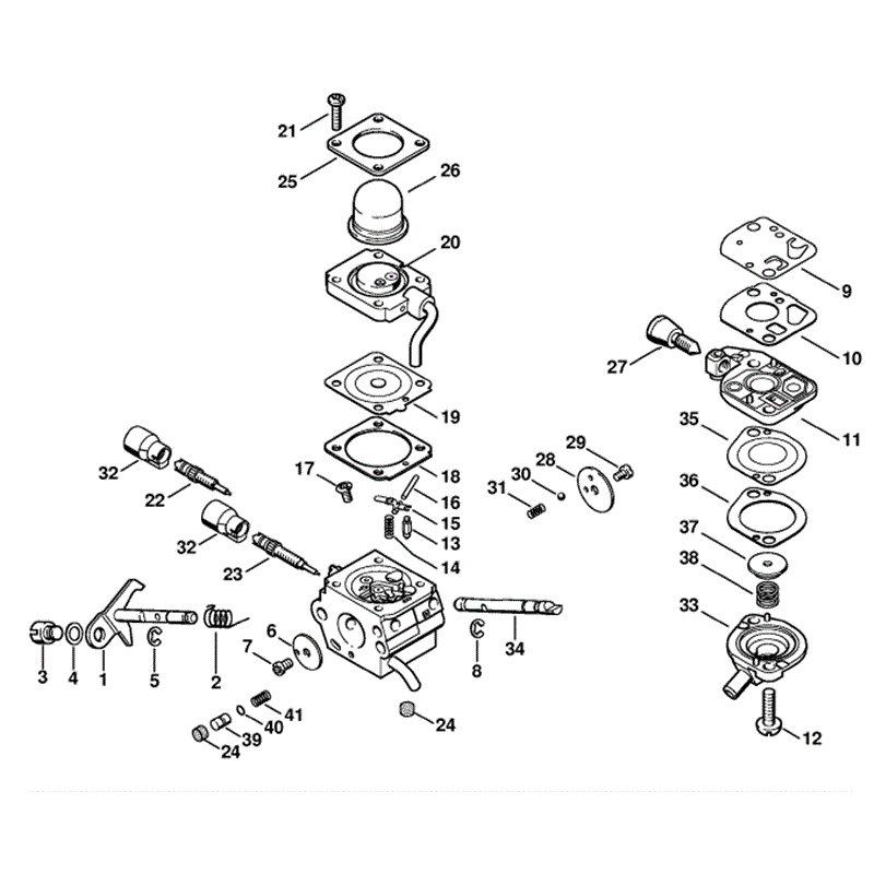 Stihl FS 130 Brushcutter (FS130R) Parts Diagram, Carburetor C1Q-S98B,  C1QS114