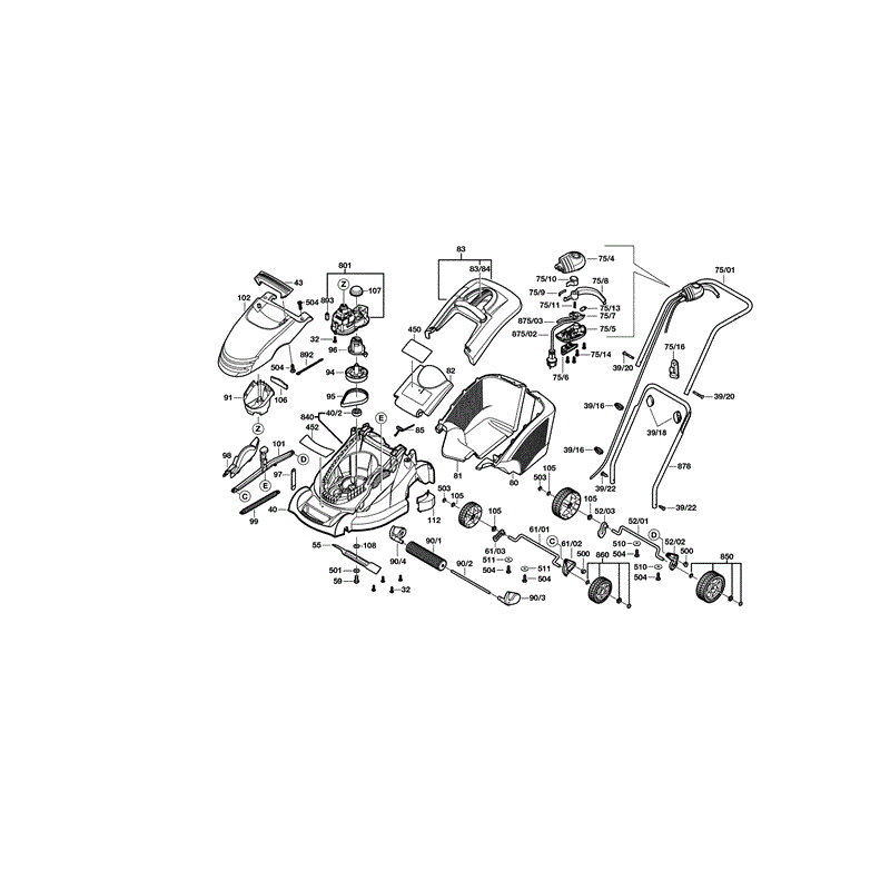 Bosch Rotak 40 Rotary Mowers (0600883042) Parts Diagram, Page 1