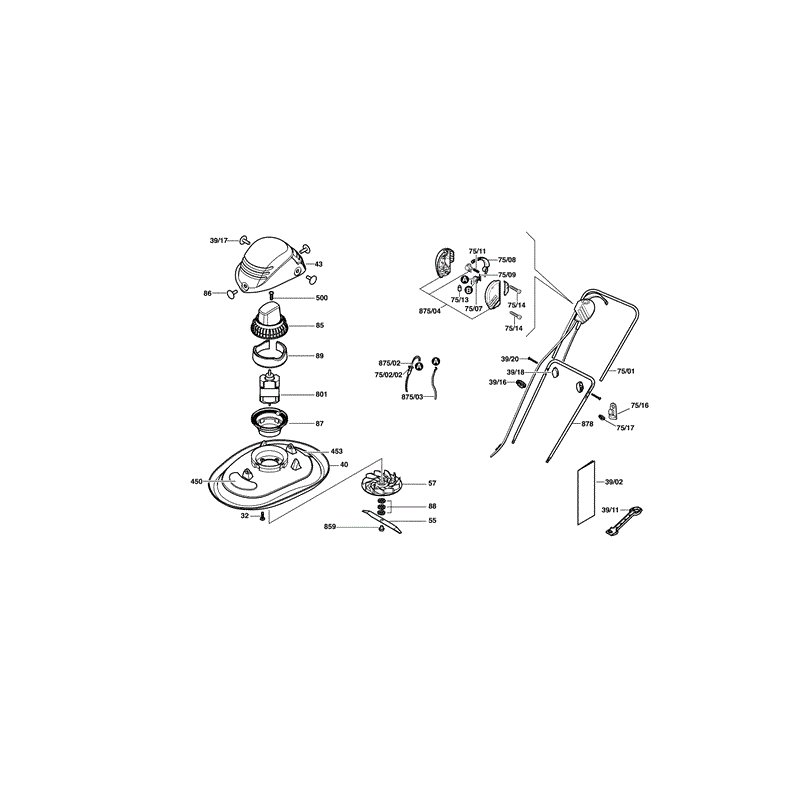 Bosch ALM 34 Rotary Mowers (0600887142) Parts Diagram, Page 1