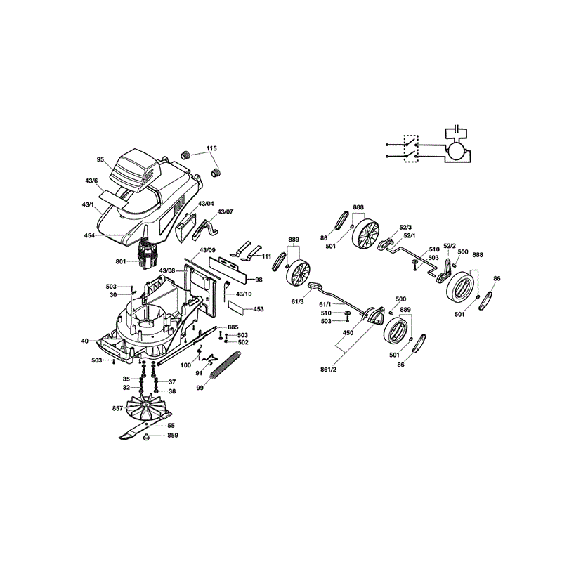 Bosch ARM 32 E Rotary Mowers (0600897142) Parts Diagram, Page 1