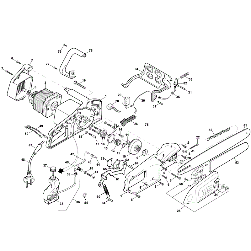 Mountfield ME1714 Electric Chainsaw (2010) Parts Diagram, Page 1
