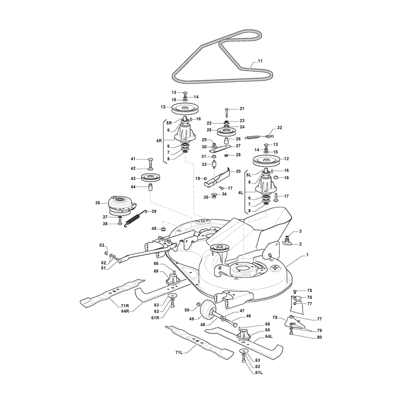 Mountfield 1530H Lawn Tractor (2T2120483-M1 [2015-2018]) Parts Diagram, Cutting Plate with Electromagnetic Clutch
