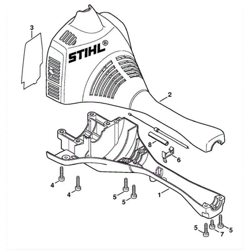 Stihl KM 55 C-E Engine (KM 55 C-E) Parts Diagram, Engine housing (Bike handle)