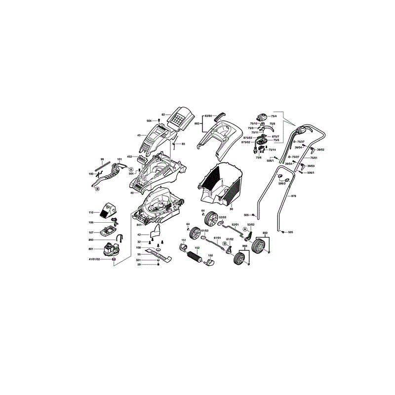 Bosch Rotak 34 GC Rotary Mowers  (3616H81A71) Parts Diagram, Page 1