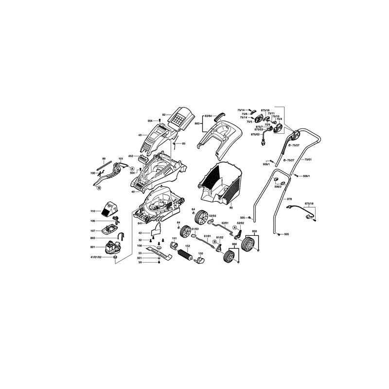 Bosch Rotak 37 Rotary Mowers (3616H81B71) Parts Diagram, Page 1