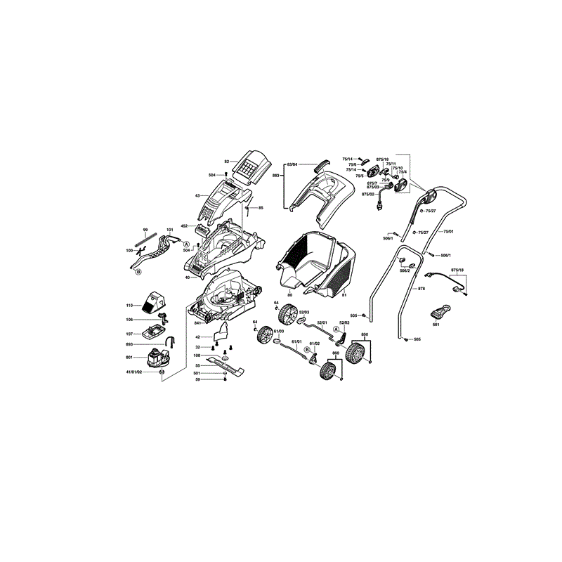 Bosch Rotak 40 Rotary Mowers (3616H81C70) Parts Diagram, Page 1