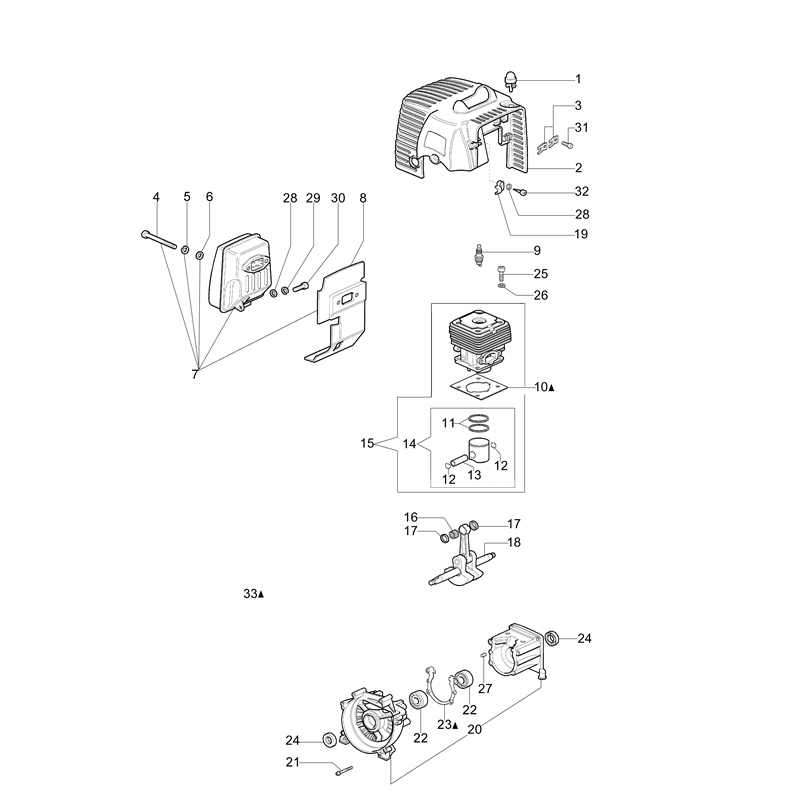 Oleo-Mac SPARTA 370 S (Euro2) (SPARTA 370 S (Euro2)) Parts Diagram, Engine