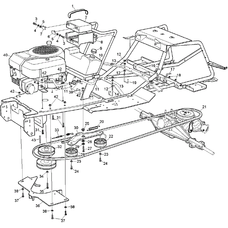 Hayter RS14/82 (14/32) (148B001001-148B099999) Parts Diagram, Engine Battery & Drive