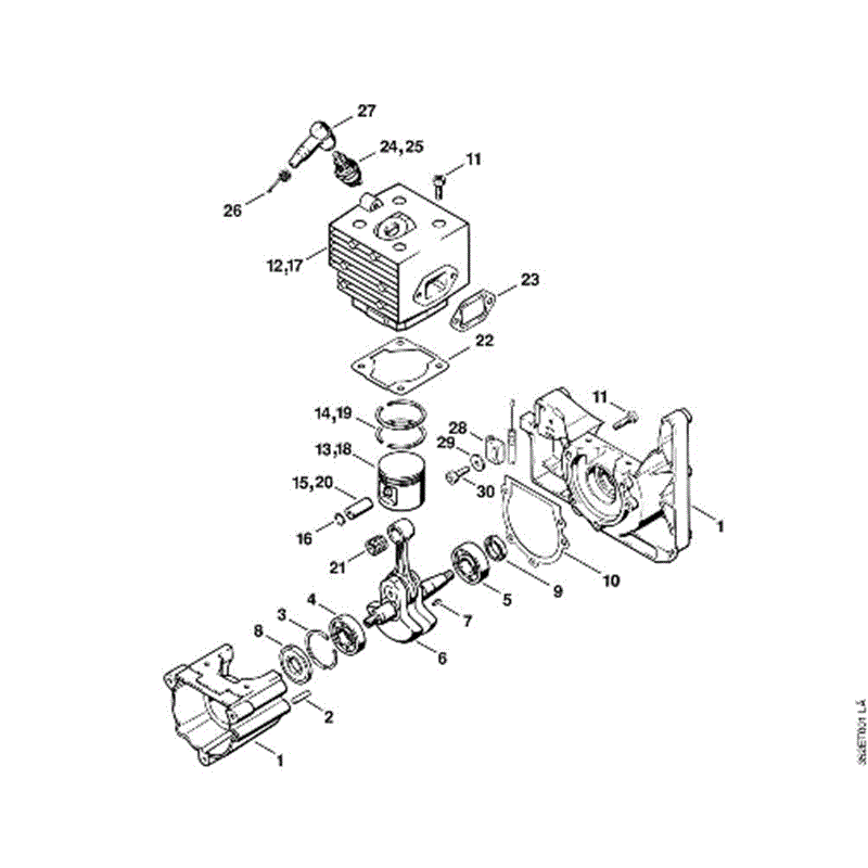 Stihl BR 400 Backpack Blower (BR 400) Parts Diagram, A-Crankcase