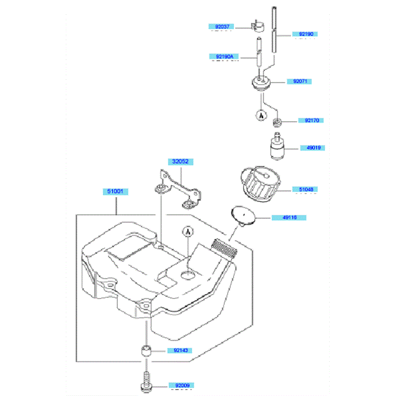 Kawasaki KBH43A (HA043F-BS50) Parts Diagram, Fuel Tank	 Fuel Valve
