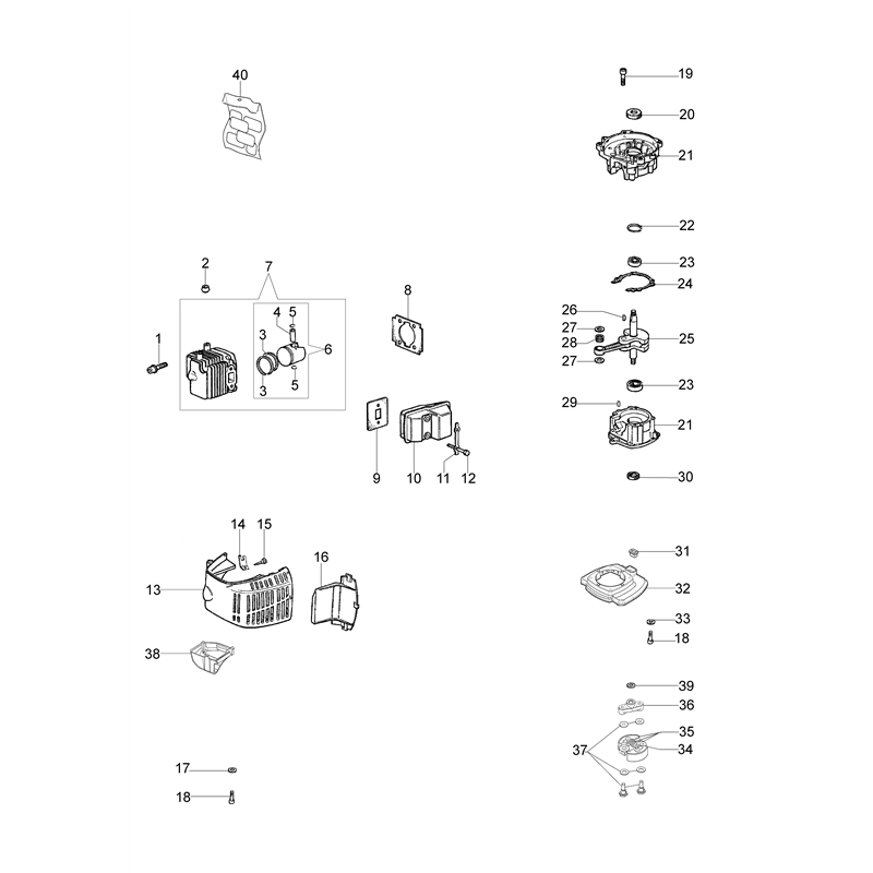 Oleo-Mac HC 275 XP (HC 275 XP) Parts Diagram, Motor assy