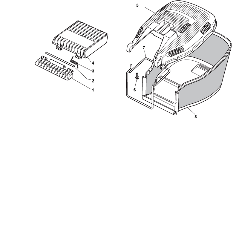 Mountfield HP45 Petrol Rotary Mower (299174643-M20 [2020]) Parts Diagram, Catcher