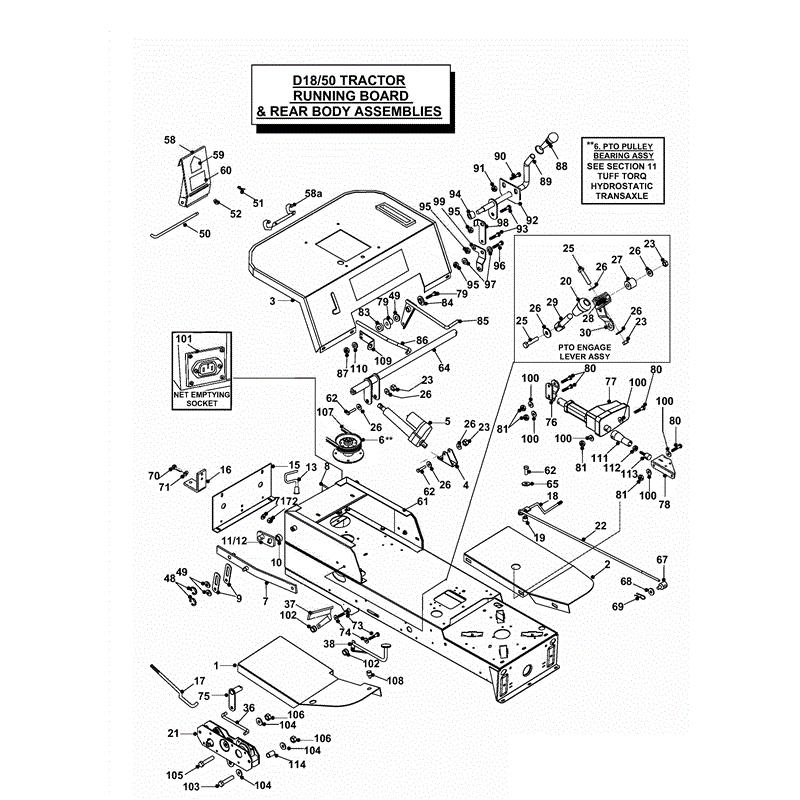 Countax D18-50 Lawn Tractor 2000 - 2003  (2000 - 2003) Parts Diagram, RUNNING BOARD & REAR BODY ASSEMBLIES