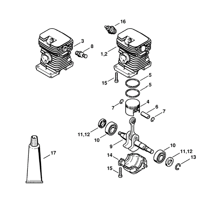 Stihl MS 180 Chainsaw (MS180C-BEZ) Parts Diagram, Cylinder