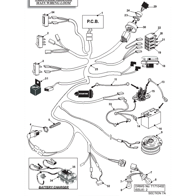 Westwood 2004 - 2005 S&T Series Lawn Tractors (2004-2005) Parts Diagram, Main Wiring Loom