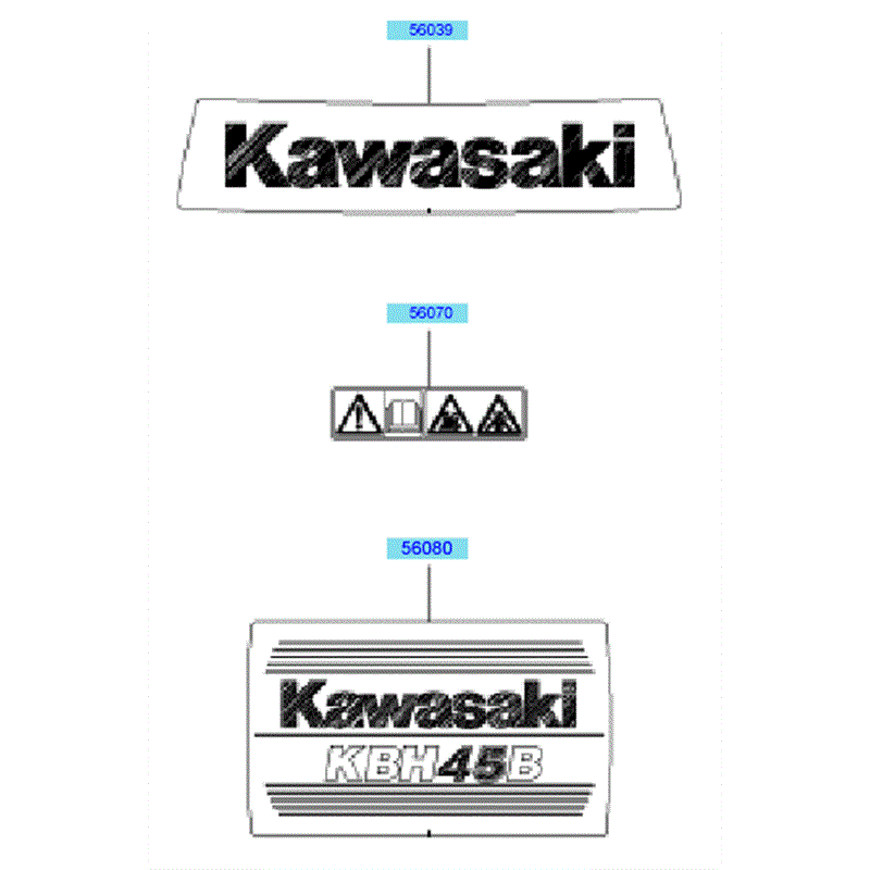 Kawasaki KBH45B (HA045D-AS50) Parts Diagram, Labels