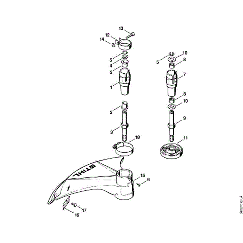 Stihl FS 36 Brushcutter (FS36) Parts Diagram, J-Bearing housing FS 36, FS40
