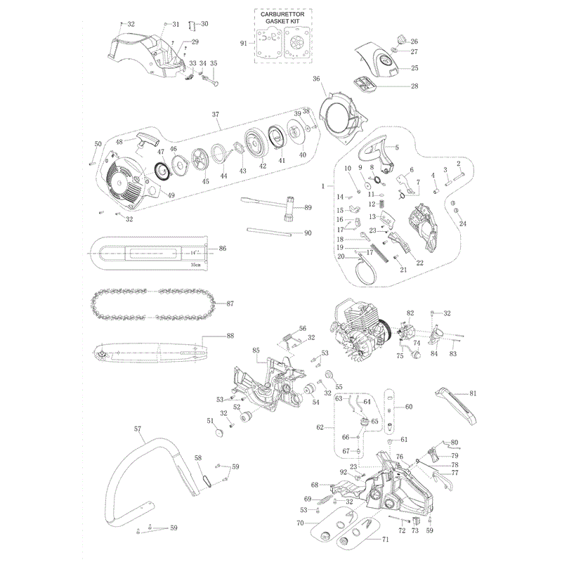 Mitox 3814 Chainsaw (Before 12/2011) Parts Diagram, BODY
