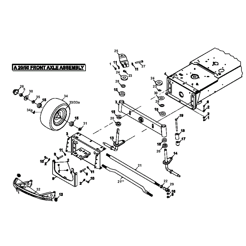 Countax A2050 - A2550 Lawn Tractor 2008 (2008) Parts Diagram, Front Axle Assembly
