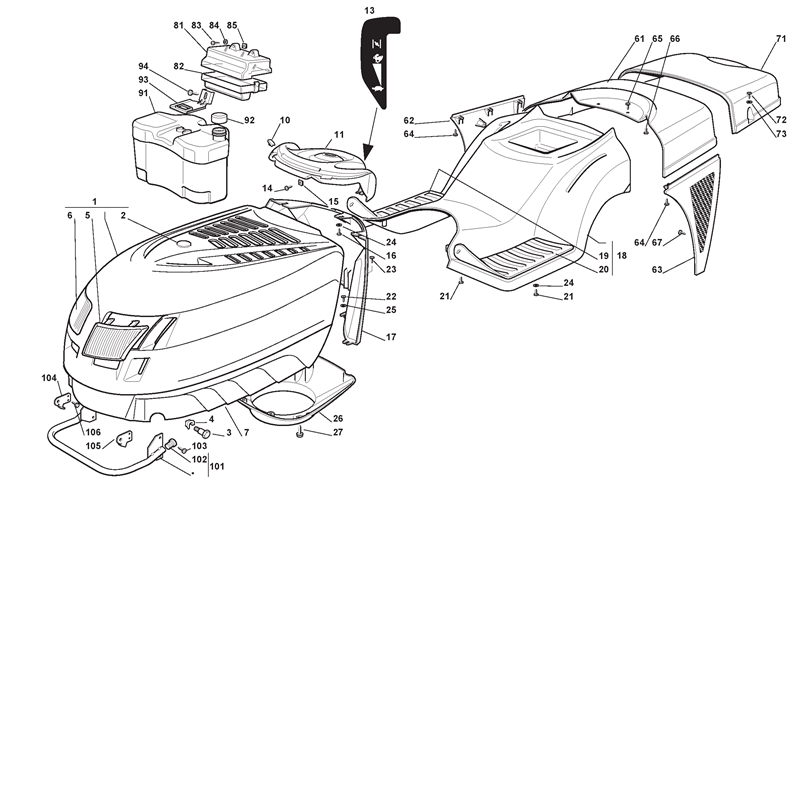 Mountfield 1436H Lawn Tractor (13-2652-15 [2005]) Parts Diagram, Body Work