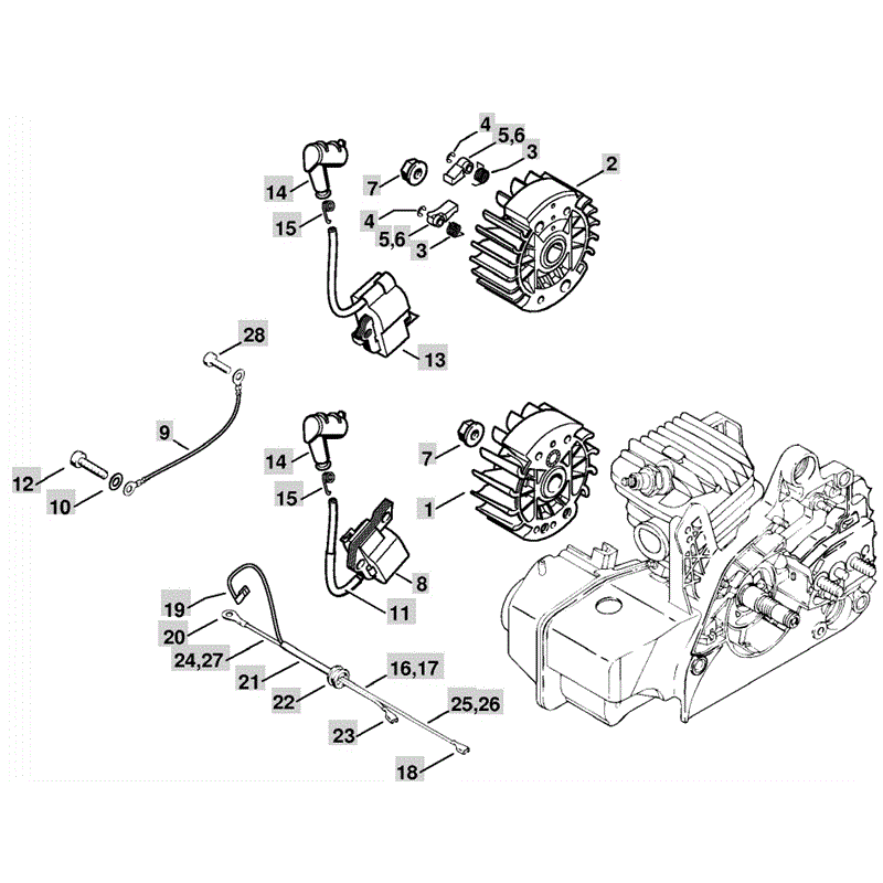 Stihl MS 250 Chainsaw (MS250 C) Parts Diagram, Ignition System