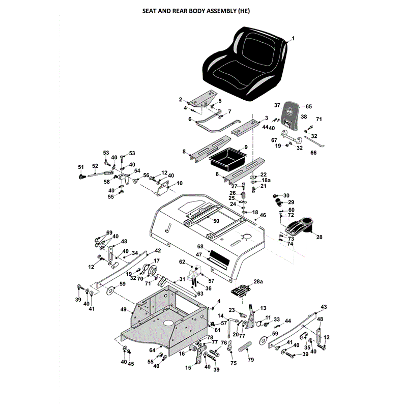 Countax C Series Honda Lawn Tractor 4WD 2006-2008 (2006 - 2008) Parts Diagram, SEAT AND REAR BODY ASSEMBLY (HE)