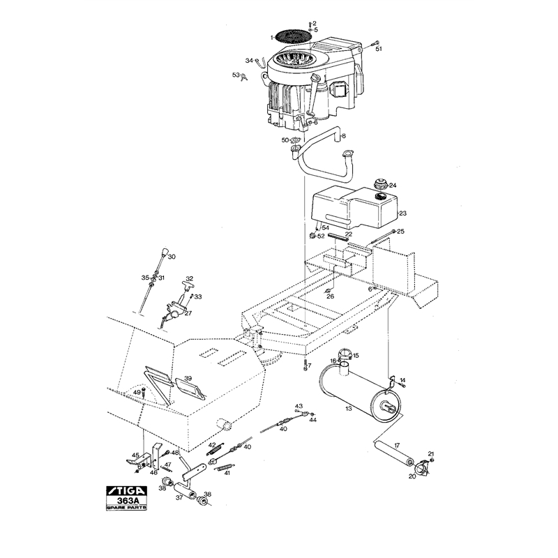 Stiga PARK 16HST (13-1458-13 [1991]) Parts Diagram, Engine Brake System_0