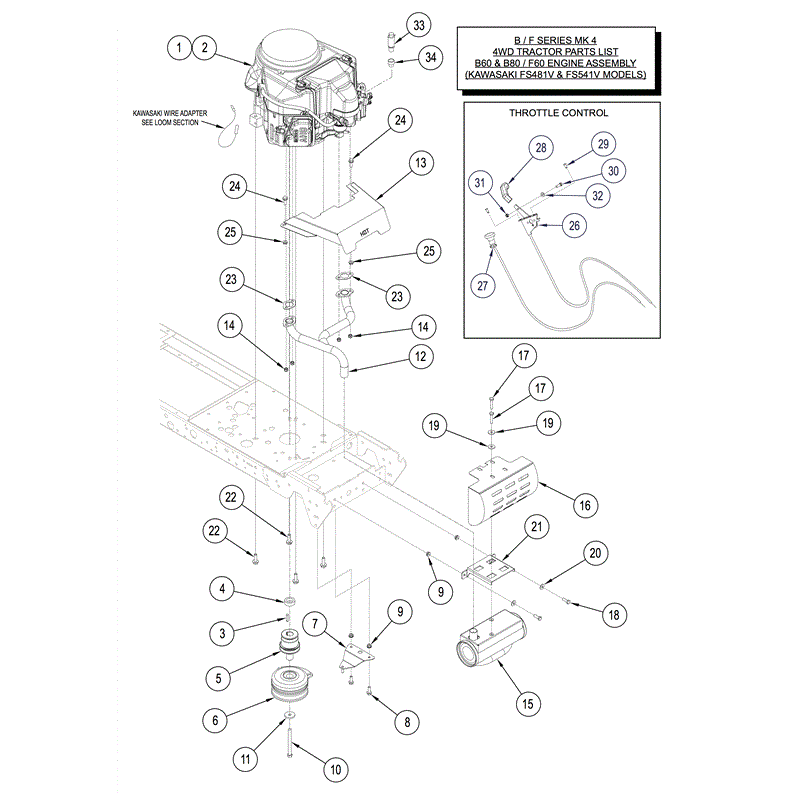 Countax B Series Lawn Tractors  (2014) Parts Diagram, Engine (Kawasaki models)