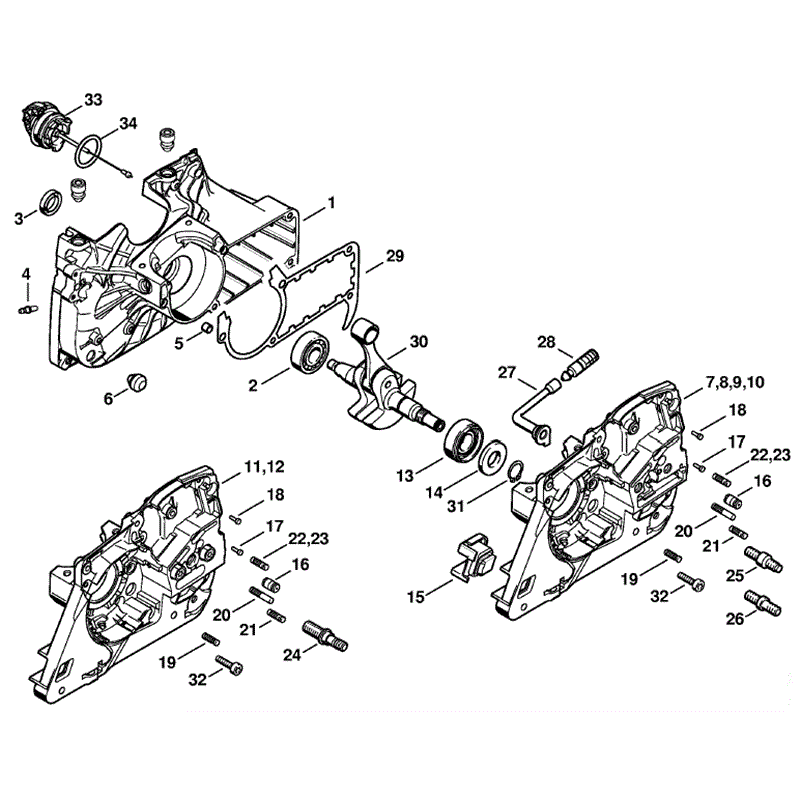 Stihl MS 361 Chainsaw (MS361 RZ) Parts Diagram, Crankcase