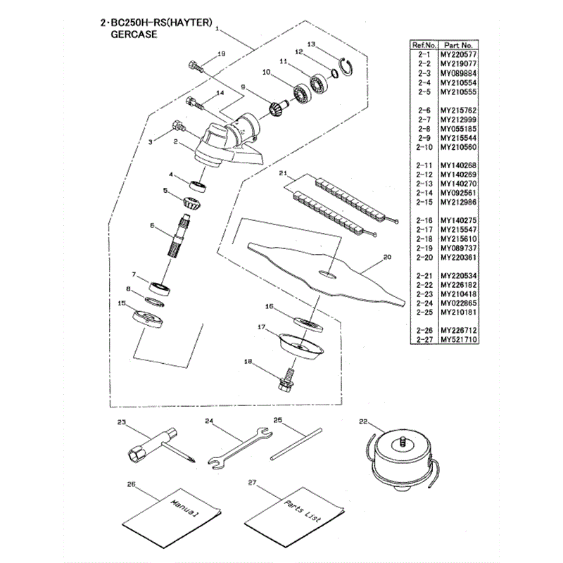 Hayter 462A Brushcutter (462A) Parts Diagram, Gearcase