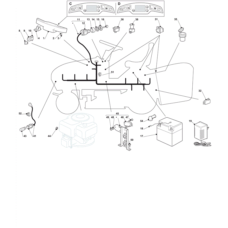 Castel / Twincut / Lawnking XHX2404WDE (2012) Parts Diagram, Electrical Parts 