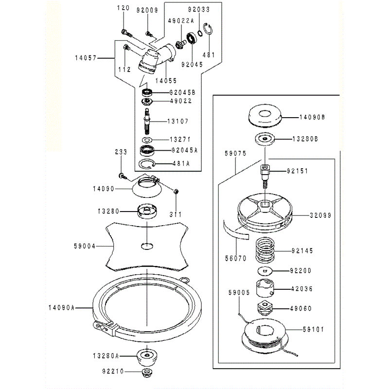 Kawasaki KBL26A (HA026F-AS51) Parts Diagram, CASE/CUTTER