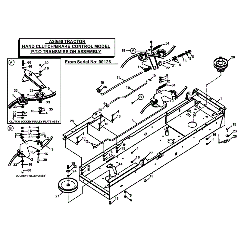 Countax A2050 - A2550 Lawn Tractor 2008 (2008) Parts Diagram, Hand Clutch  Brake Control Model & PTO Transmission assembly
